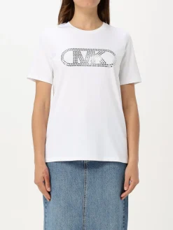 T-shirt monogram MK di strass Michael Kors