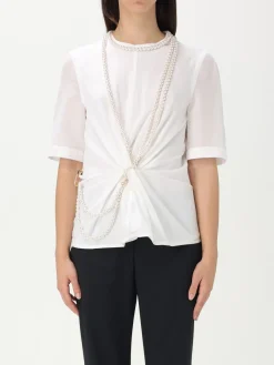 T-shirt Moschino Couture in cotone con perle sintetiche