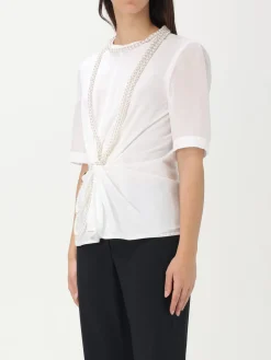 T-shirt Moschino Couture in cotone con perle sintetiche