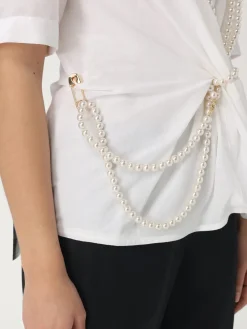 T-shirt Moschino Couture in cotone con perle sintetiche