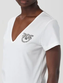 T-shirt Pinko in jersey con logo e strass