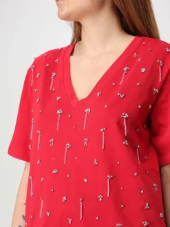 T-shirt Twinset in cotone con strass