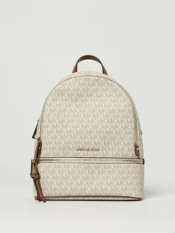 Zaino Rhea Medium Michael Kors in cotone spalmato con monogram all over