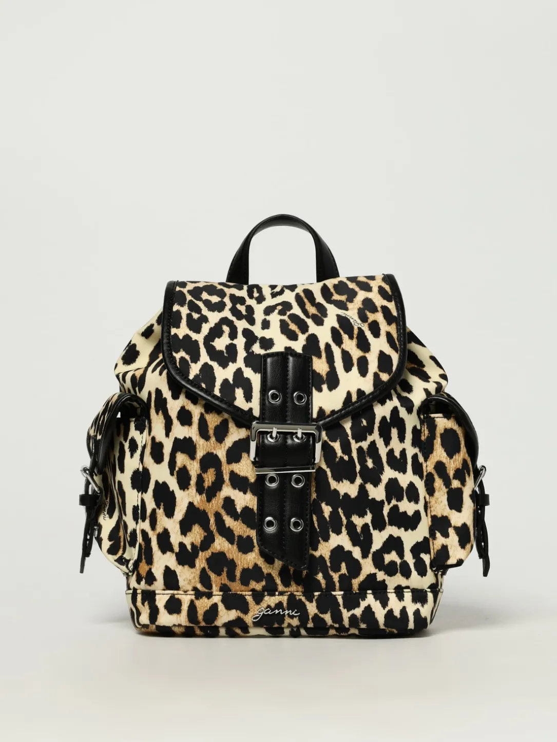 Zaino Small Bucky Ganni in nylon riciclato stampa animalier