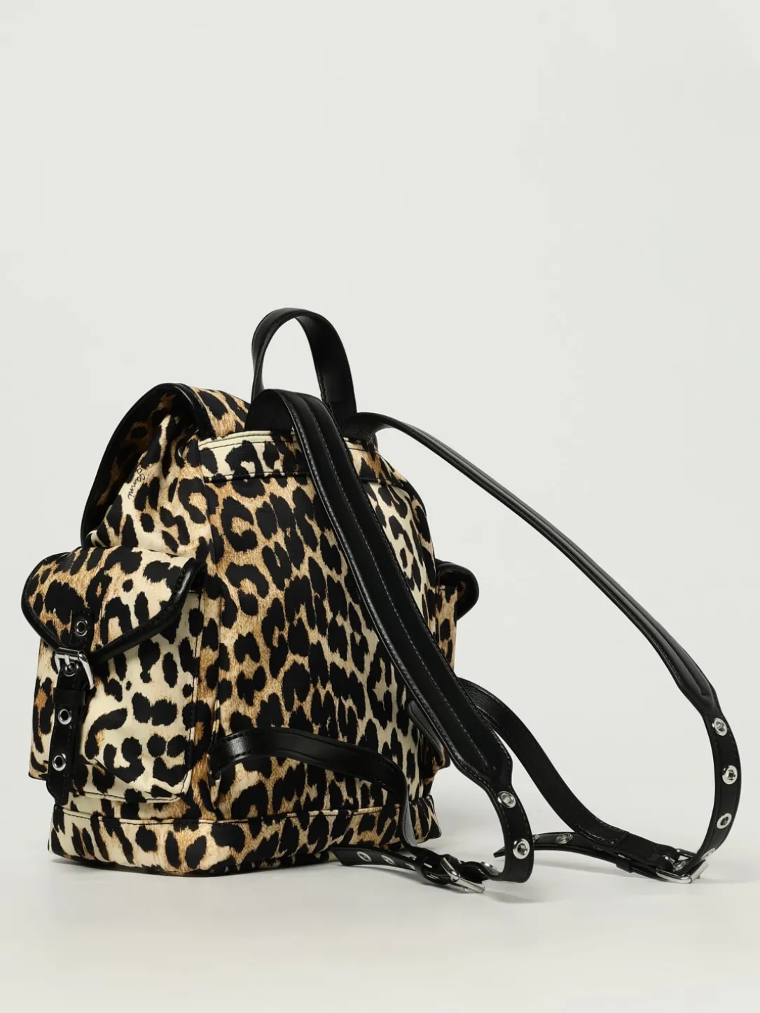 Zaino Small Bucky Ganni in nylon riciclato stampa animalier